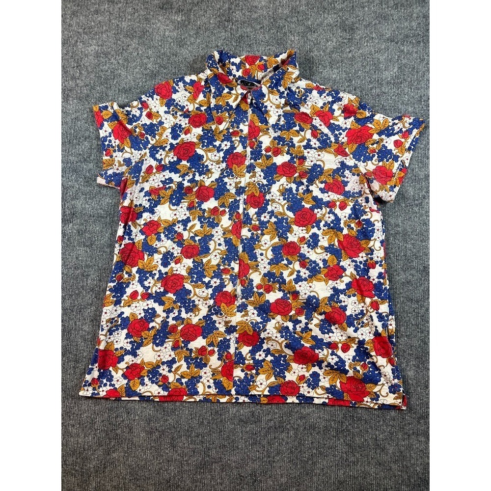 Vintage 70s Peggy Lou‎ California Floral Print Top Button Up Blouse Women LG/XL?